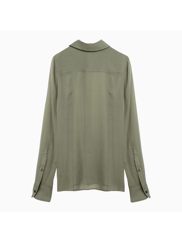 Wide-Collar Silk Shirt