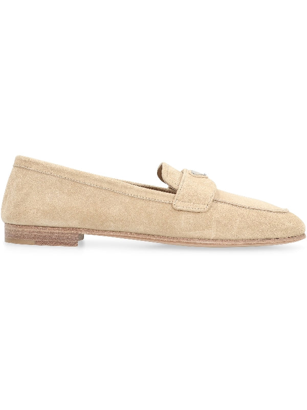 Triangle Logo Suede Loafers