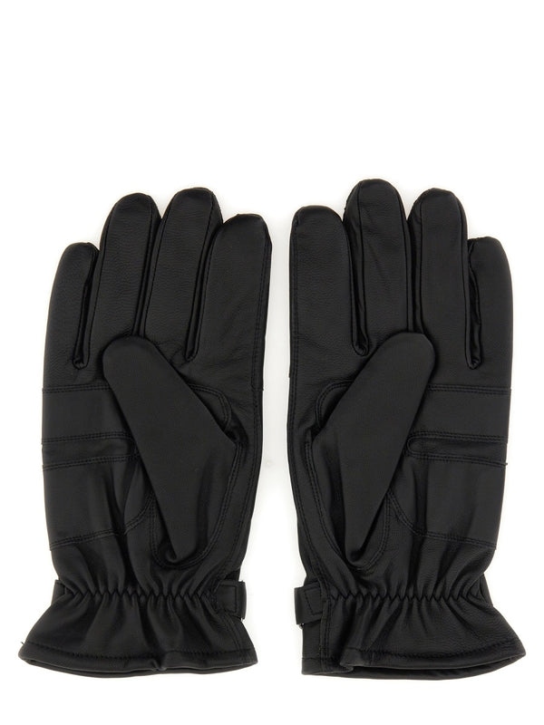 Barbour Black Leather Gloves