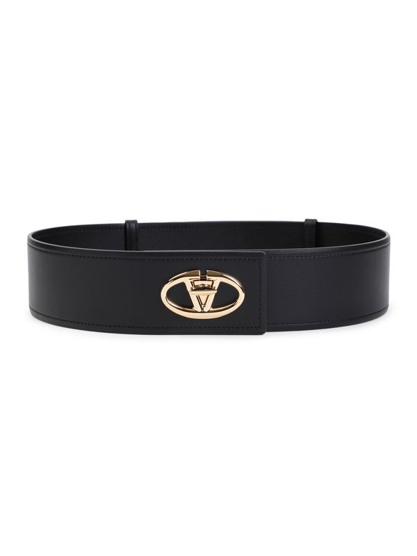 V Logo Leather Belt