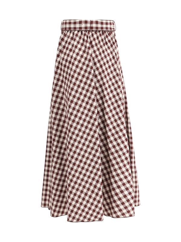 Vichy Check Pattern Printing
  Cotton Skirt