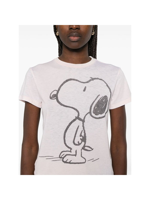 Snoopy Print Cotton Blend
  Short Sleeve T-Shirt