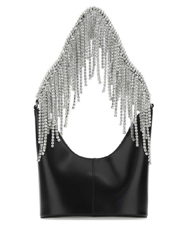 Bean Crystal Fringe Leather
  Shoulder Bag