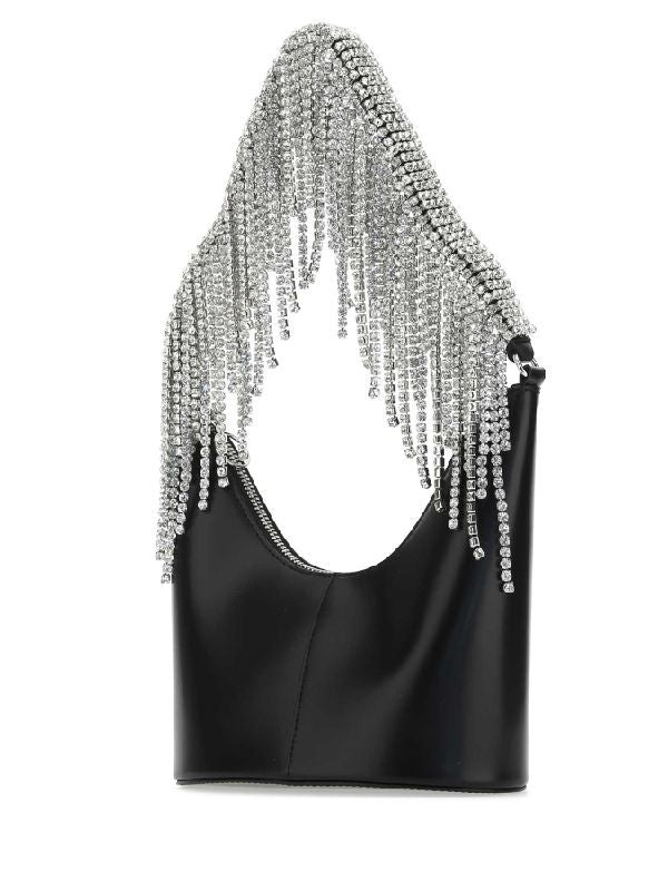 Bean Crystal Fringe Leather
  Shoulder Bag