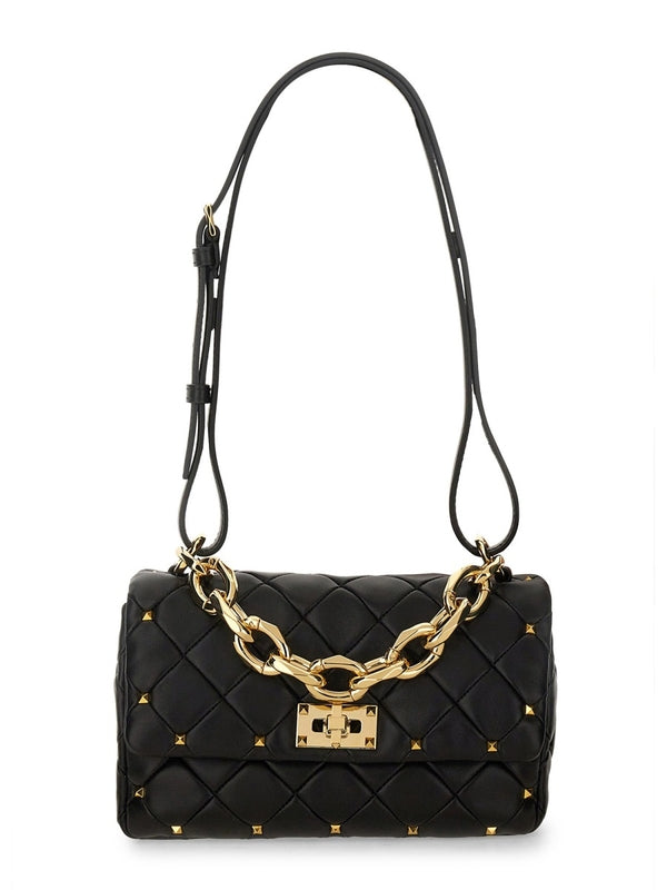 Chain Detail Leather Shoulder Bag