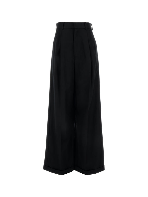 Wide Pleated Cotton Silk Pants