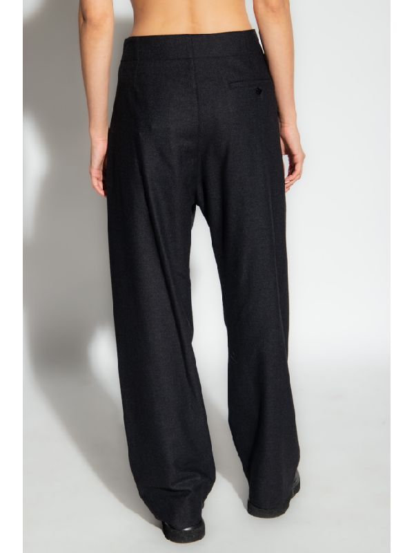 Cashmere Wool Blend Pintuck Pants