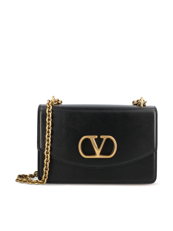 Vain V Logo Leather Shoulder Bag