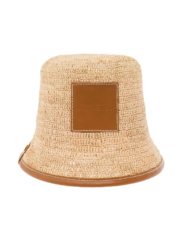 Logo Patch Raffia Bucket Hat