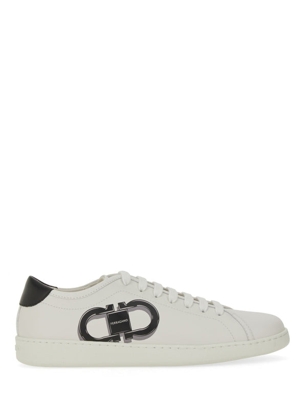 Double Gancini Decoration Leather Lowtop Sneakers