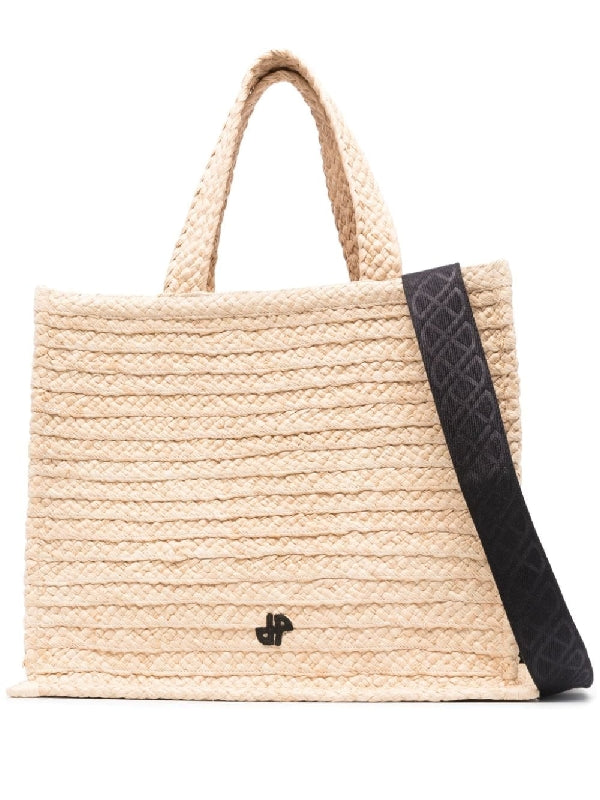 JP Logo Embroidery Raffia Tote Bag