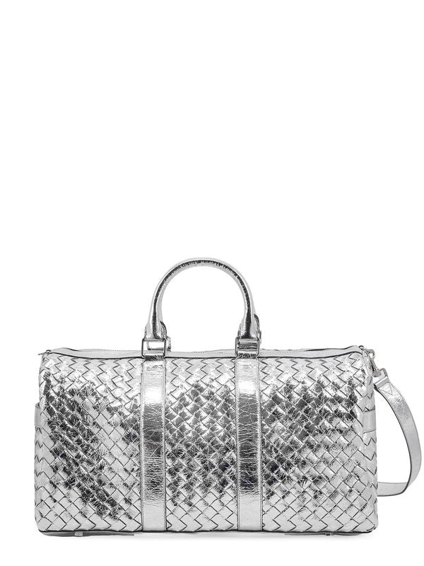 Intrecciato Metallic Leather Boston Bag