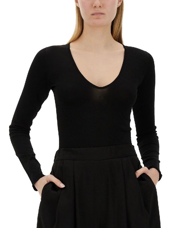 Black Viscose Knit Bodysuit