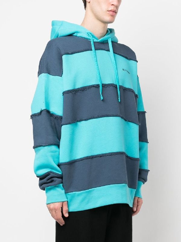 Bicolor Stripe Logo Hoodie