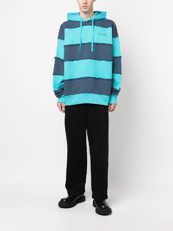 Bicolor Stripe Logo Hoodie