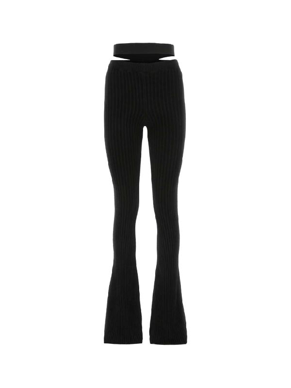 Cut-out Waist Flare Knit Pants