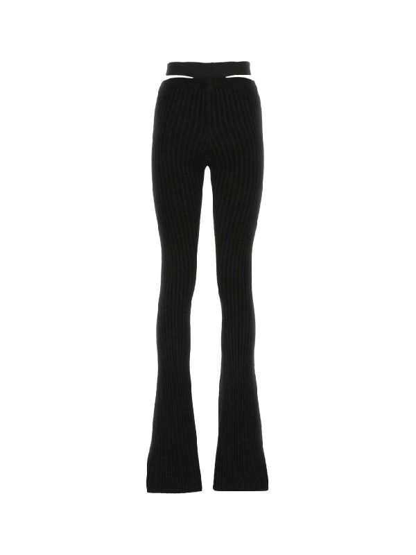 Cut-out Waist Flare Knit Pants