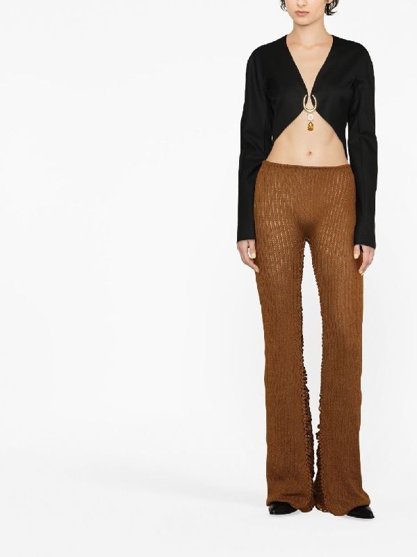 Bootcut Lace-Up Knit Banding Pants