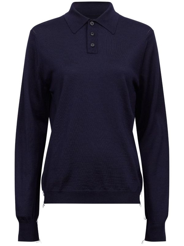 Back Stitch Wool Polo Shirt