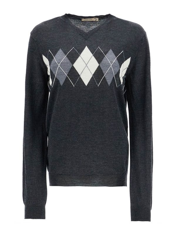 Argyle Check Wool Sweater