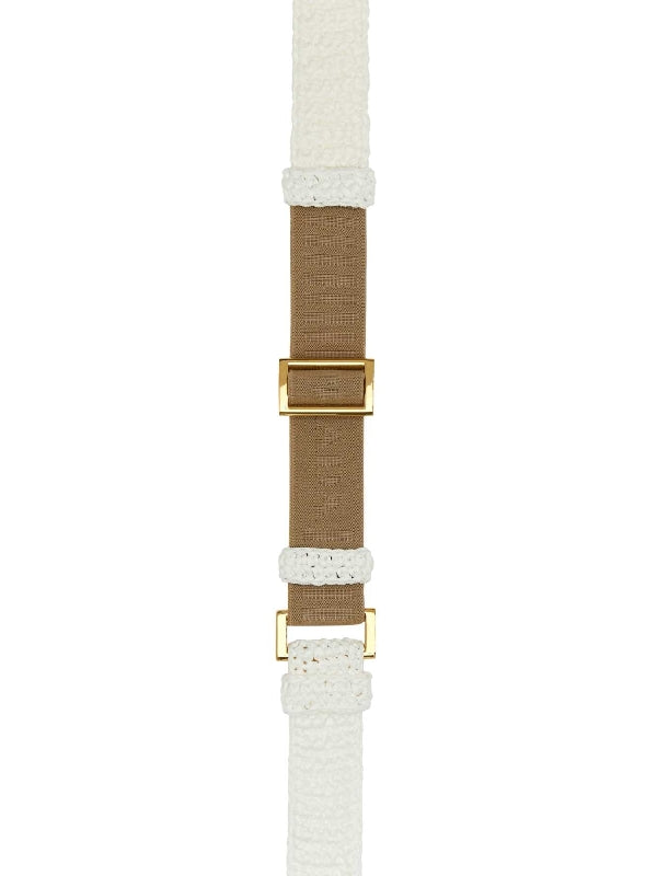 Triangle Logo Buckle Raffia Belt