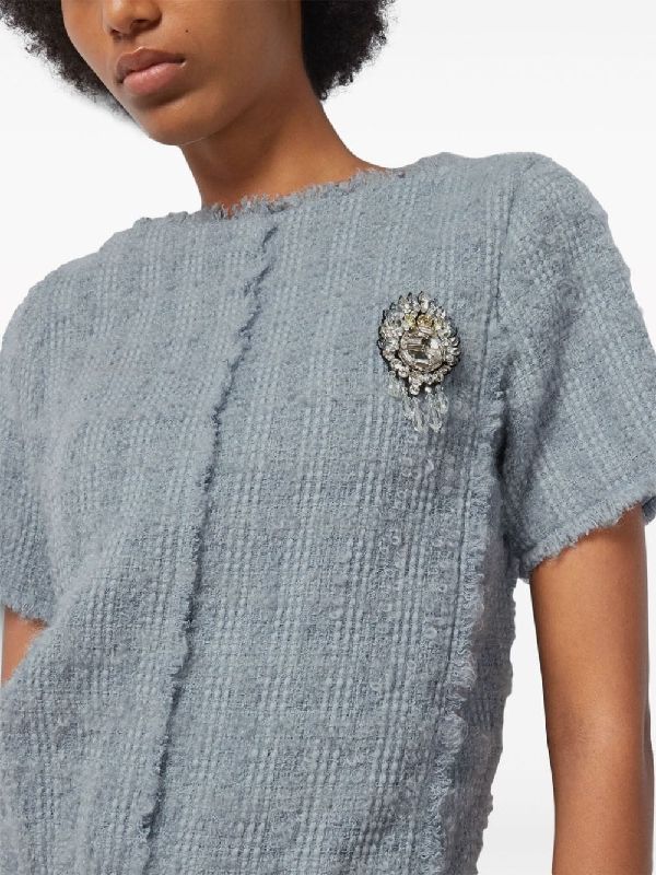 Wool Blend
  Tweed Brooch Dress