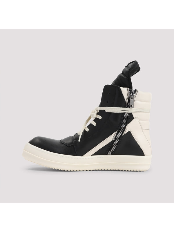 Zipper Detail Leather High Top Sneakers