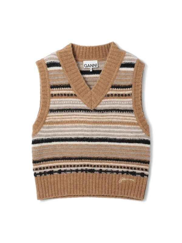 Logo Stripe Jacquard Knit Vest