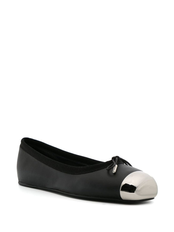 Metal Toe Leather Ballerina Flats