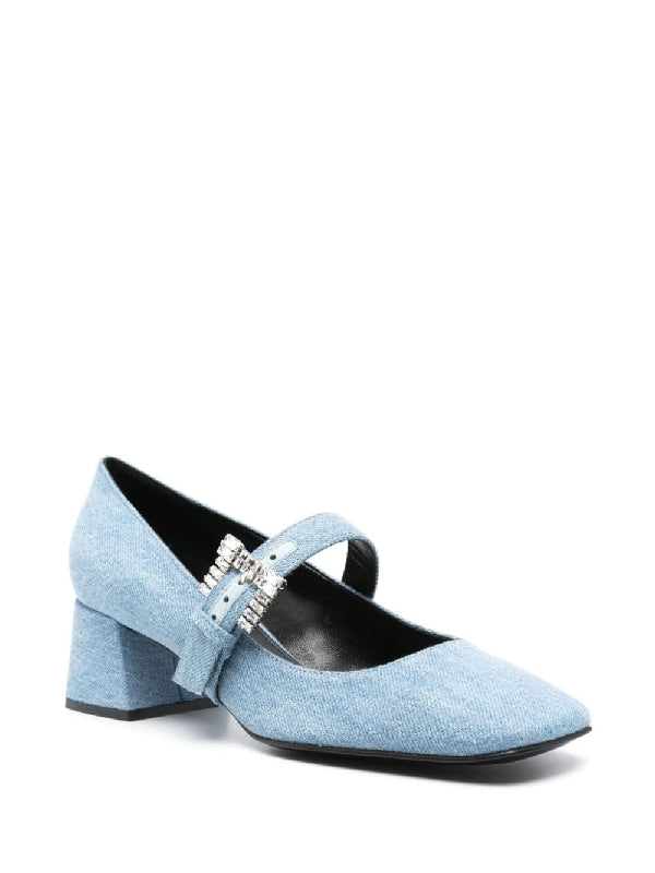 Jewel Strap Decoration Denim Pumps