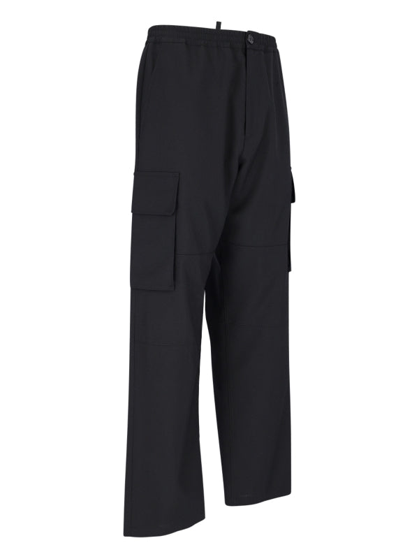 Black Cargo Pocket Banding Pants