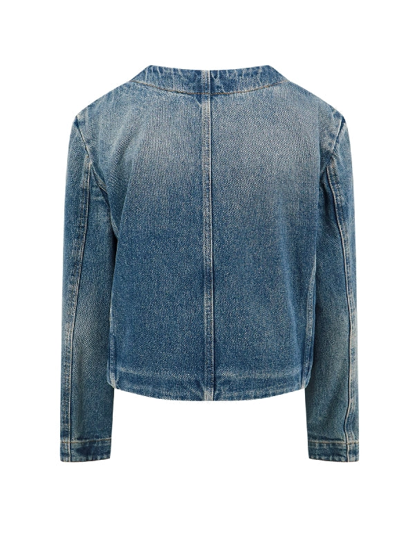 4G Chain Detail Crewneck Denim Jacket