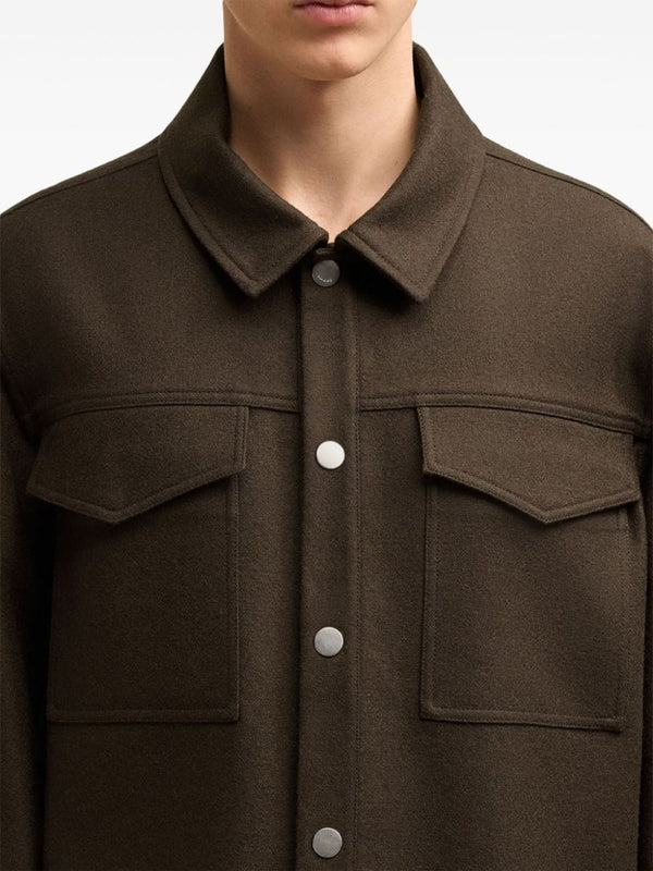 Zipper Detail Wool Shirt Jacket