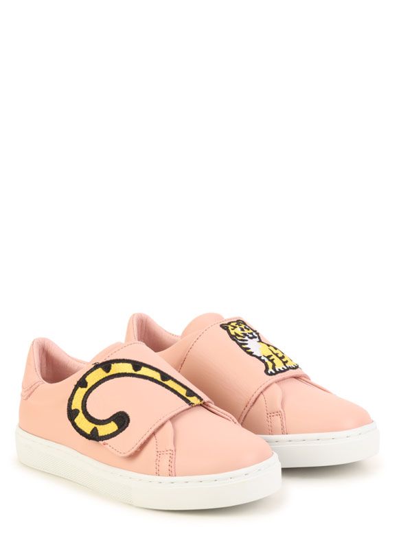 Tiger Embroidered Leather Sneakers