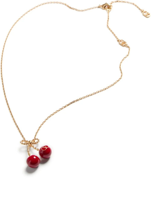 Cherry V logo Ornament Bow Necklace
