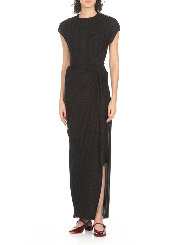 Asymmetric Pleated Long Dress