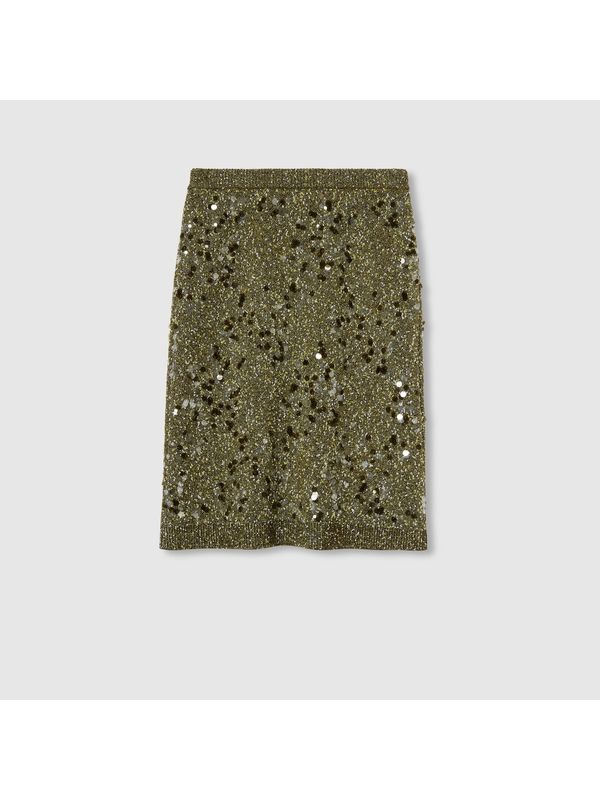 Sequin Embellished Tweed Skirt