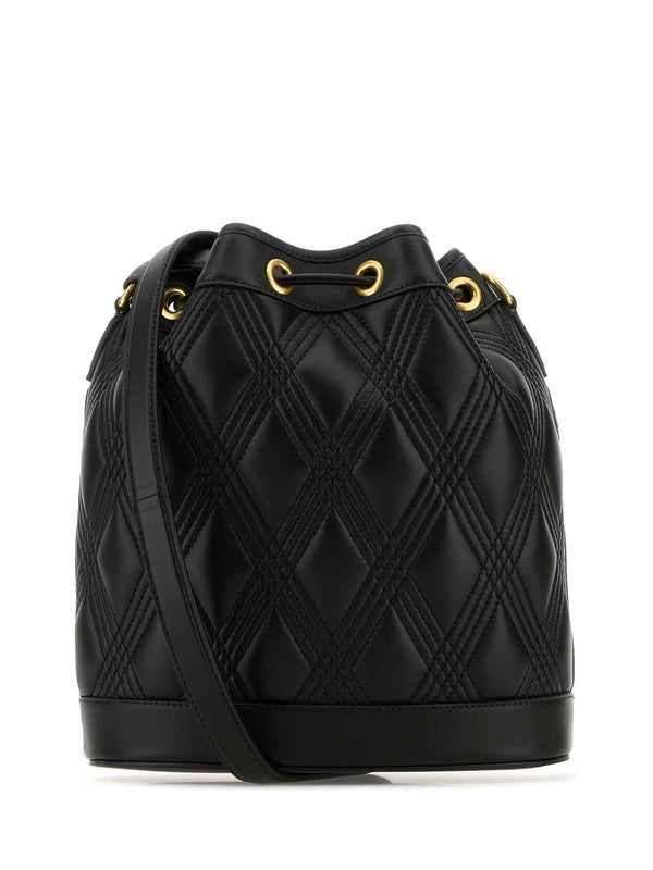 V Logo Quilting Leather Bucket Bag