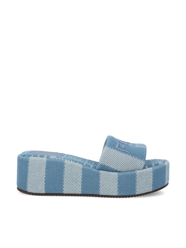 Sunshine Logo Denim Effect Wedge Sandals