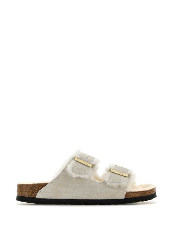 Arizona Buckle Suede Shearling Sandals