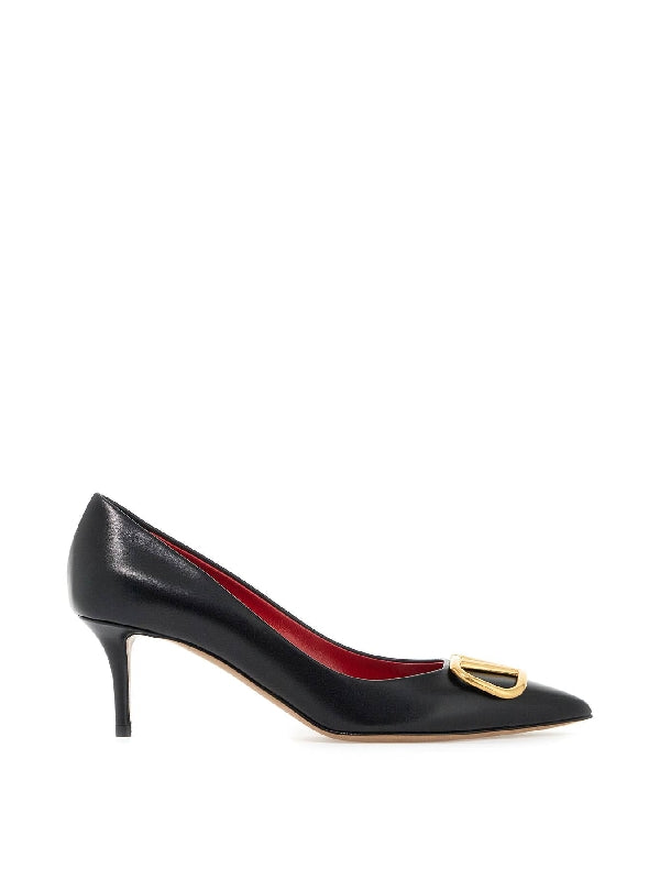 V Logo Leather Pumps - Jente