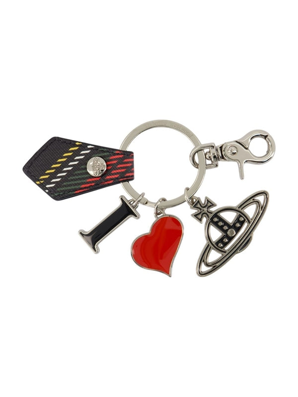 Vivienne Westwood Metallic Checked Keyrings