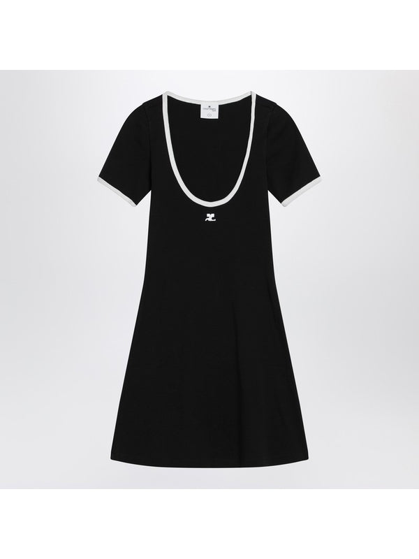 Logo Patch Cotton Mini Dress