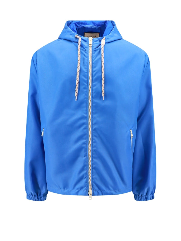 Back Logo Nylon Hoodie Jacket