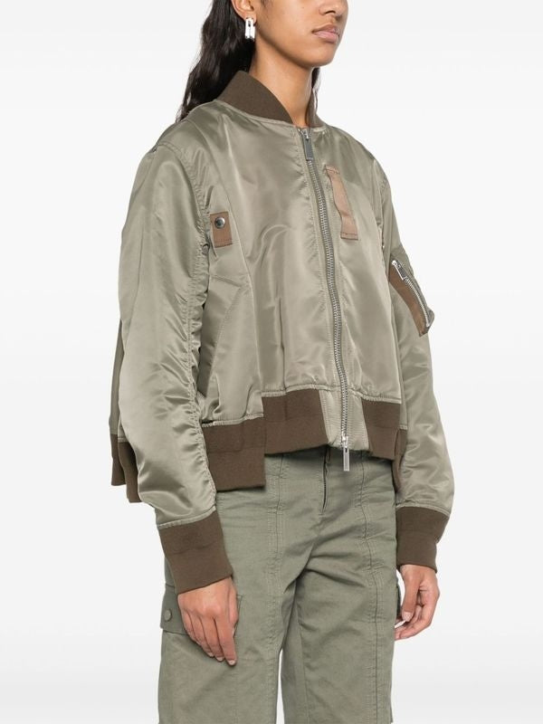 Asymmetric
  Nylon Bomber Jacket