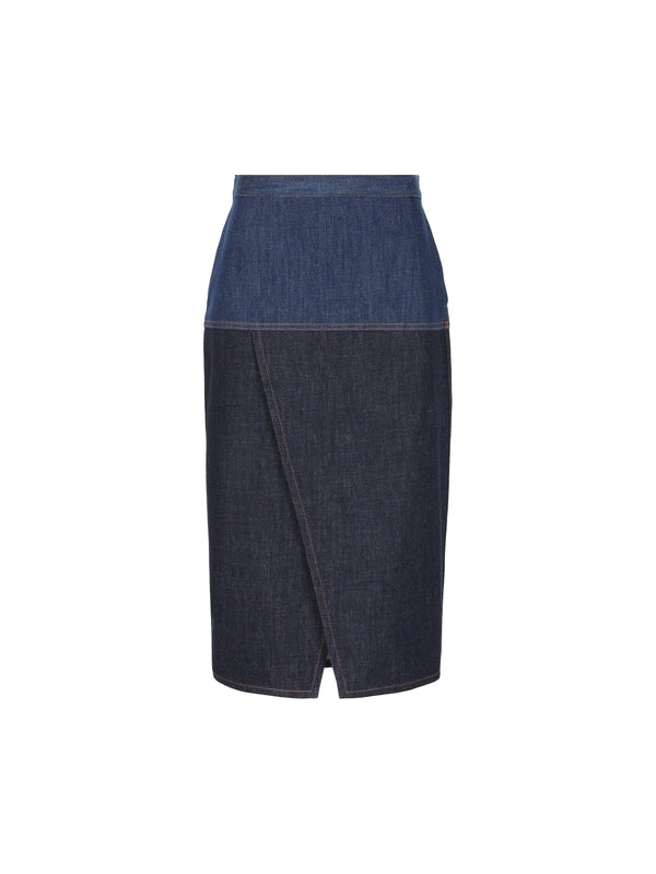 Stitch Logo Label Denim Skirt