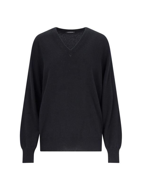 Ribbed Cashmere V-Neck Knit