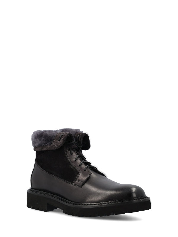 Inner Fur Leather Lace-up Boots