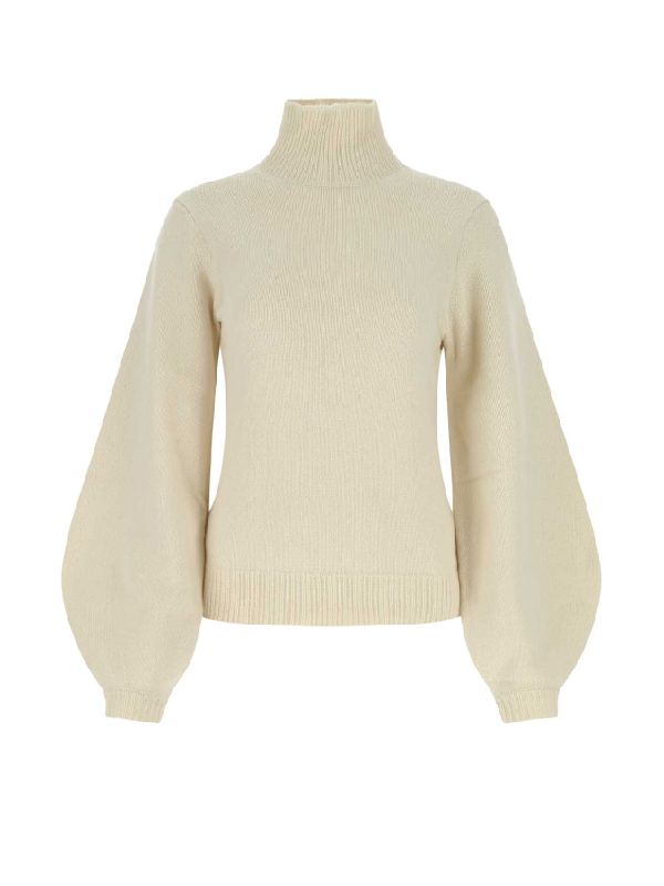 Balloon Sleeve High Neck Knit