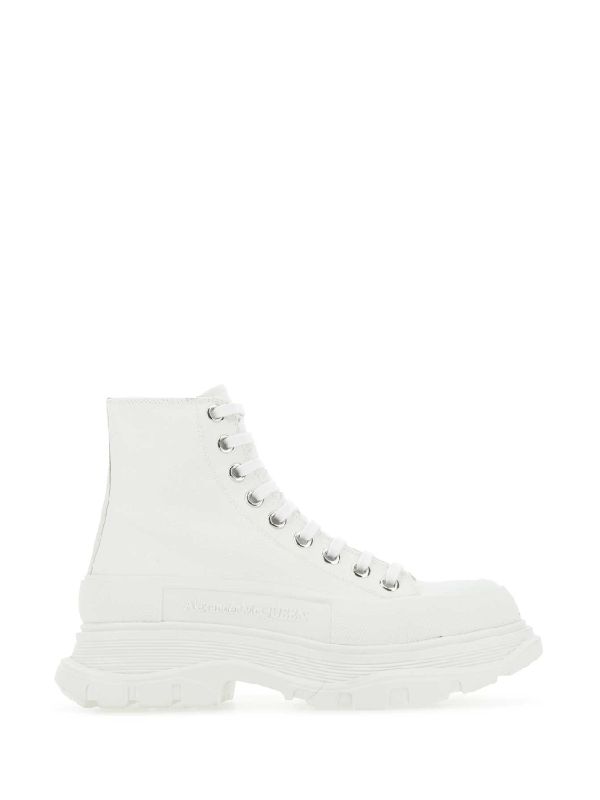 White Canvas Tread Slick Sneakers